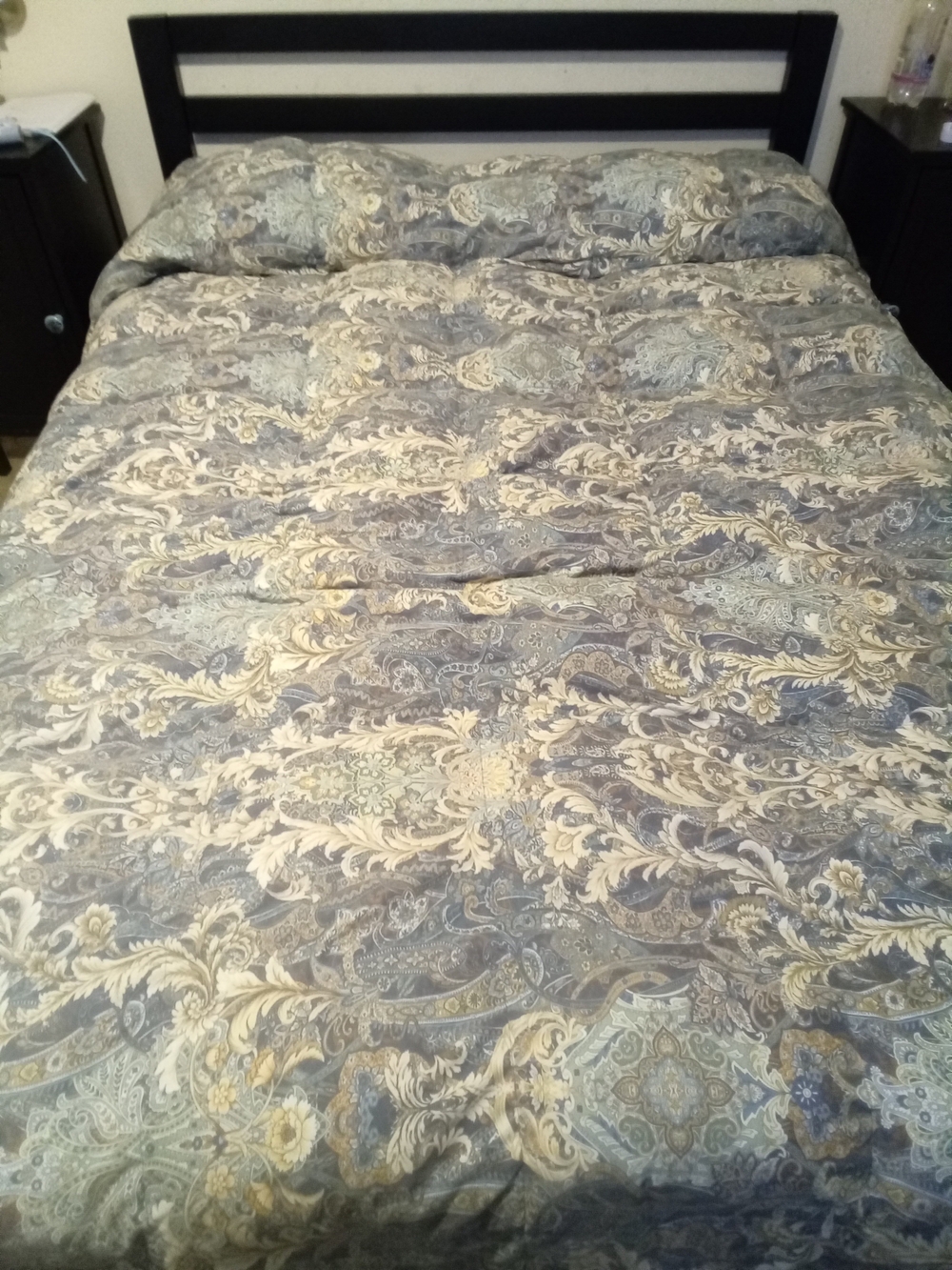 oeko-tex Standard 100 Paisley Comforter in Blue/Cream Tones King Sz. L 90" W 105